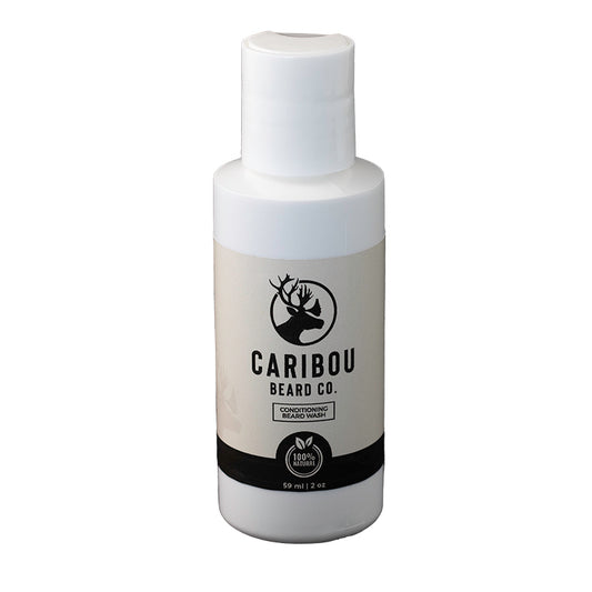 Front view of Caribou Beard Co Conditioning Beard Wash Travel Size