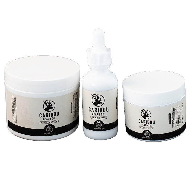 Image of Caribou Beard Co's Beard Butter, Beard Oil, and Beard Balm together as a bundle