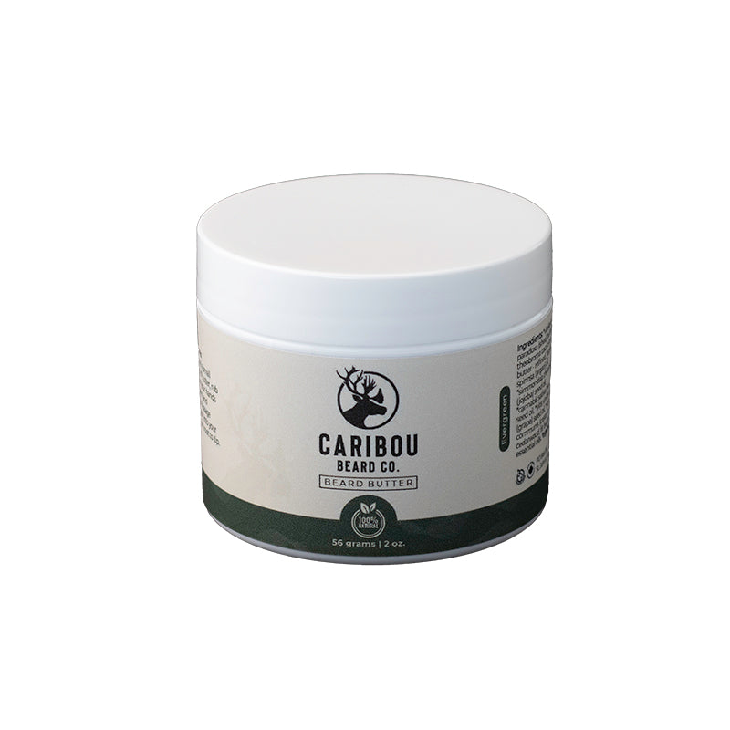 Front view of Caribou Beard Co Beard Butter 2oz in Evergreen scent